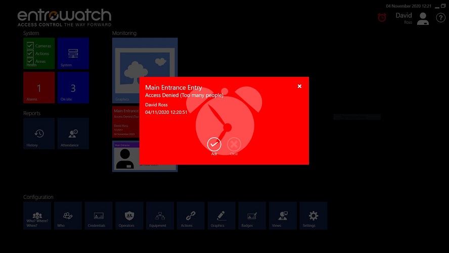 EntroWatch occupancy management alarm